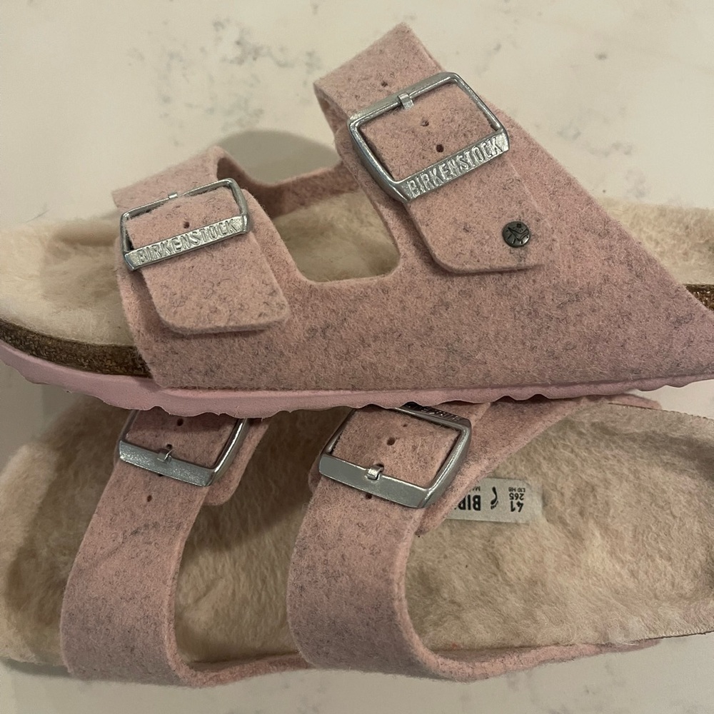 Birkenstock Womens Arizona Wool Soft Pink